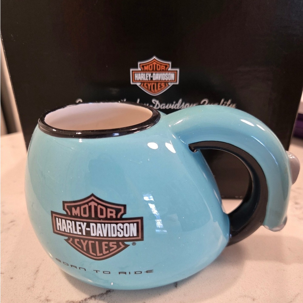 Harley-Davidson Lil Fat Boy Mug Blue Gas Tank Shape Vandor 1999 Vintage 59062